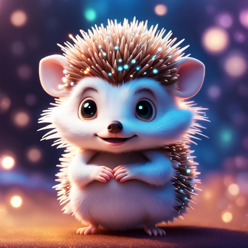 Adorable Chibi Hedgehog in Winter Magic: 3D Art
