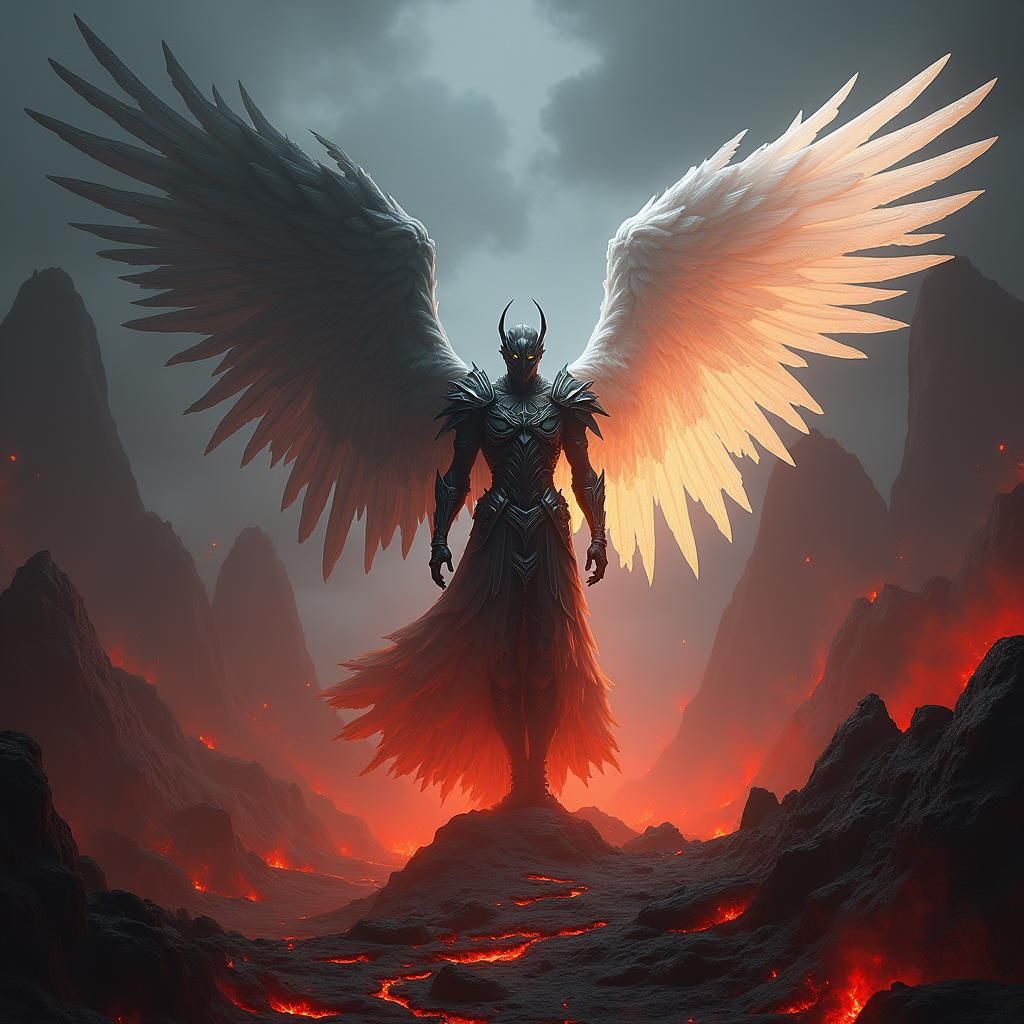 Angel of Light and Dark in Epic Battle