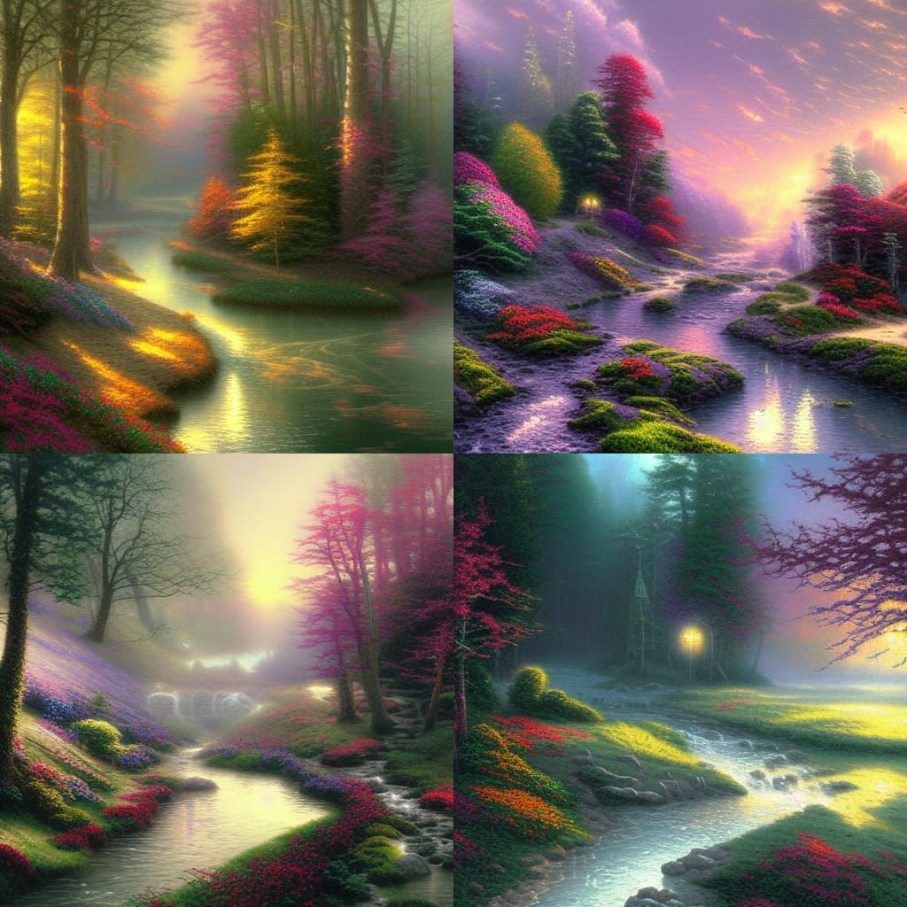 Ethereal Misty Creek in a Luminist Style