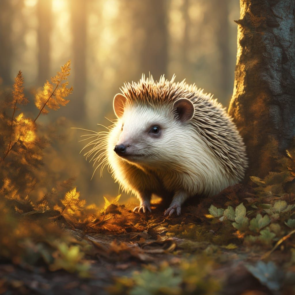 Hedgerabbihog in Forest: Renaissance Oil Painting