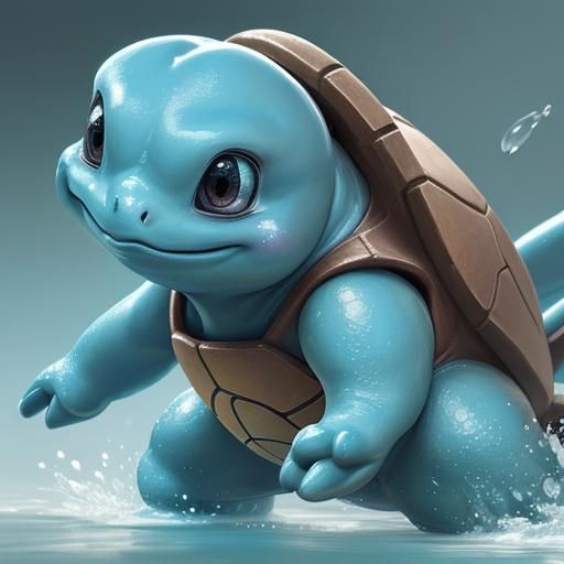 Hyperrealistic Squirtle Splash Art Concept