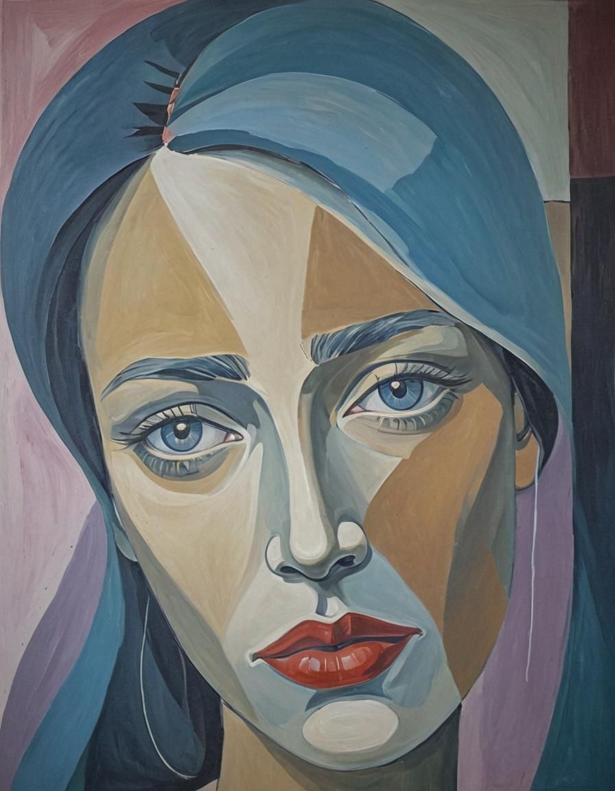 Abstract Portrait in Flowing Picasso Style