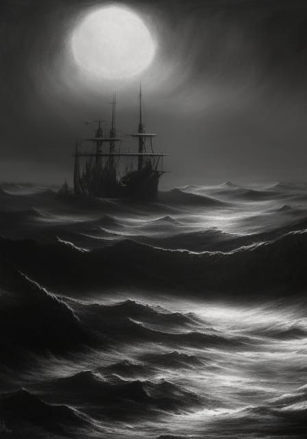 la furia del mar tormenta de noche hyperdetailed 8k resolution concept art