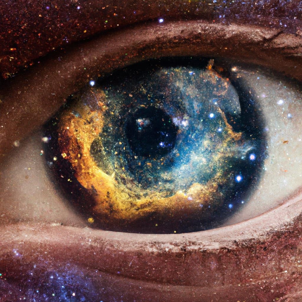 Nebula Galaxy Reflected in Detailed Eye Pupil