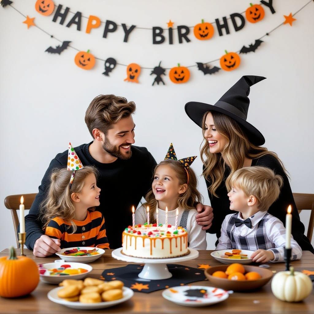 Spooky Halloween Birthday Party Scene