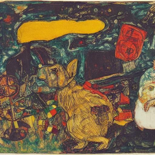 Rabbit with Alcohol in Expressionist Style