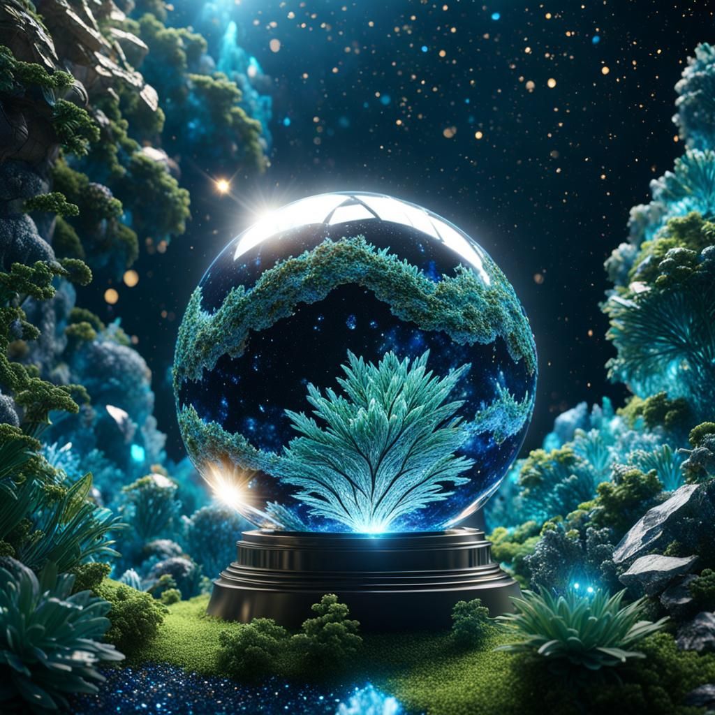 Crystal Earth Sphere: Chiaroscuro CGI Masterpiece