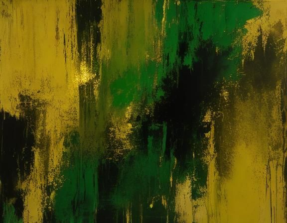 Abstract Gold and Green Chiaroscuro Expressionism