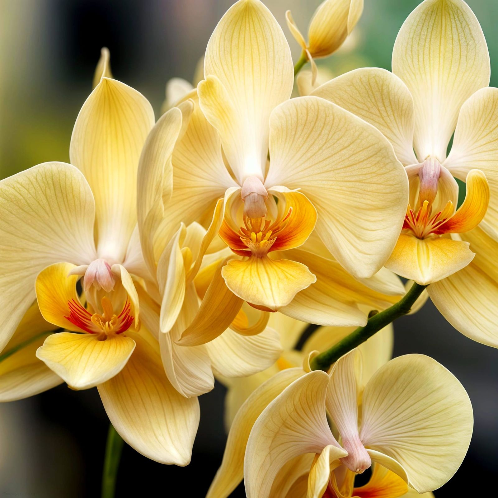 Pale Yellow Orchids in HDR Photorealism