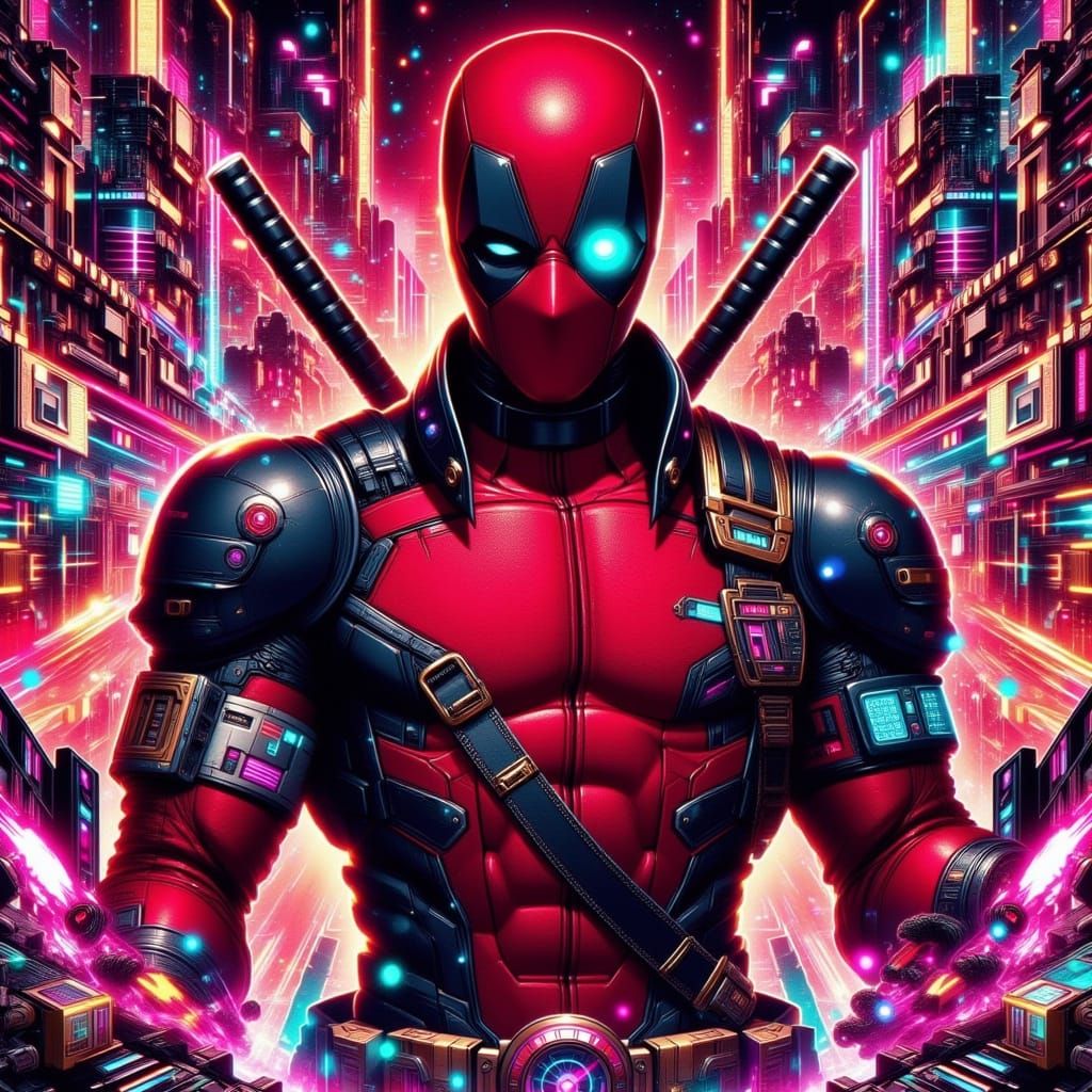 Deadpool in a Vibrant Anime Art Style