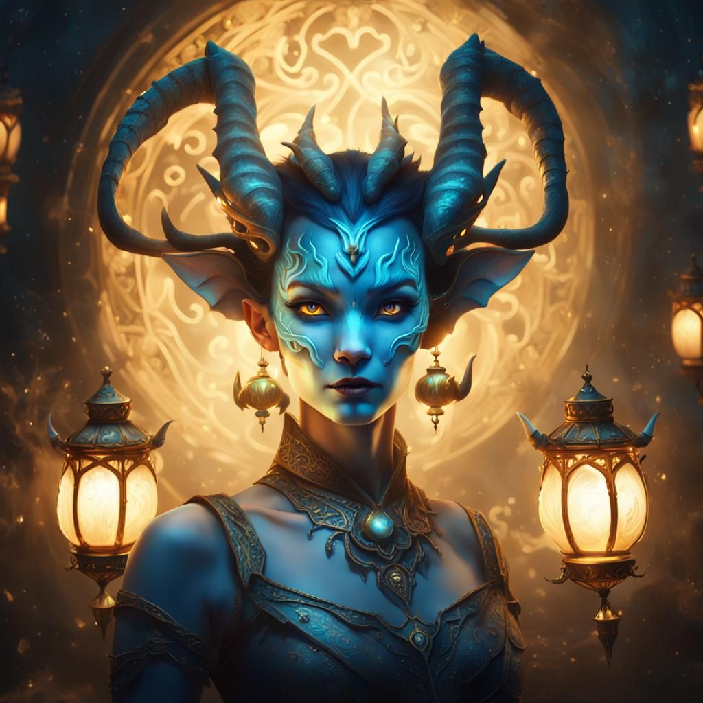 Demonic Porcelain Vaporeon Princess in Dark Fantasy Art