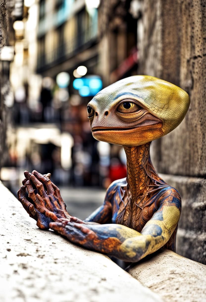 Photorealistic Aliens Displaying Human Emotions: Masterpiece...