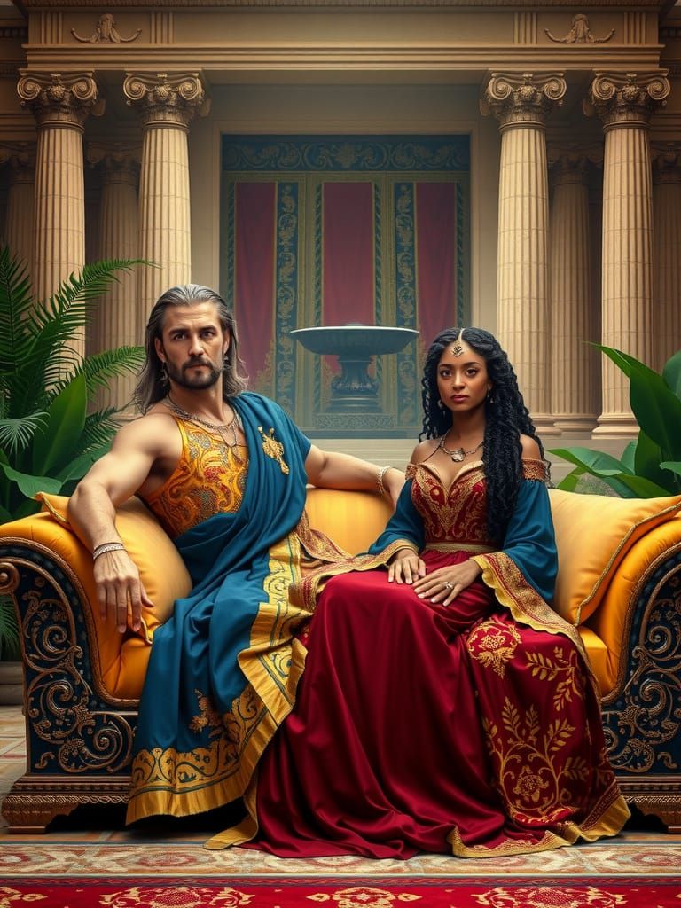 Queen of Sheba and King Solomon in Regal Splendor
