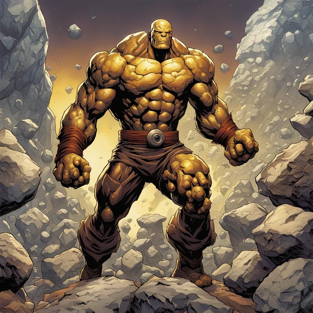 Latino Rock Golem with Earth Powers in Comic Art