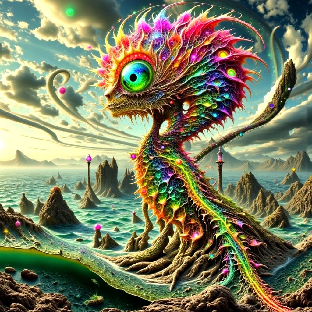 Human-Headed Lizard Beast Golem on Fractal Pinnacle