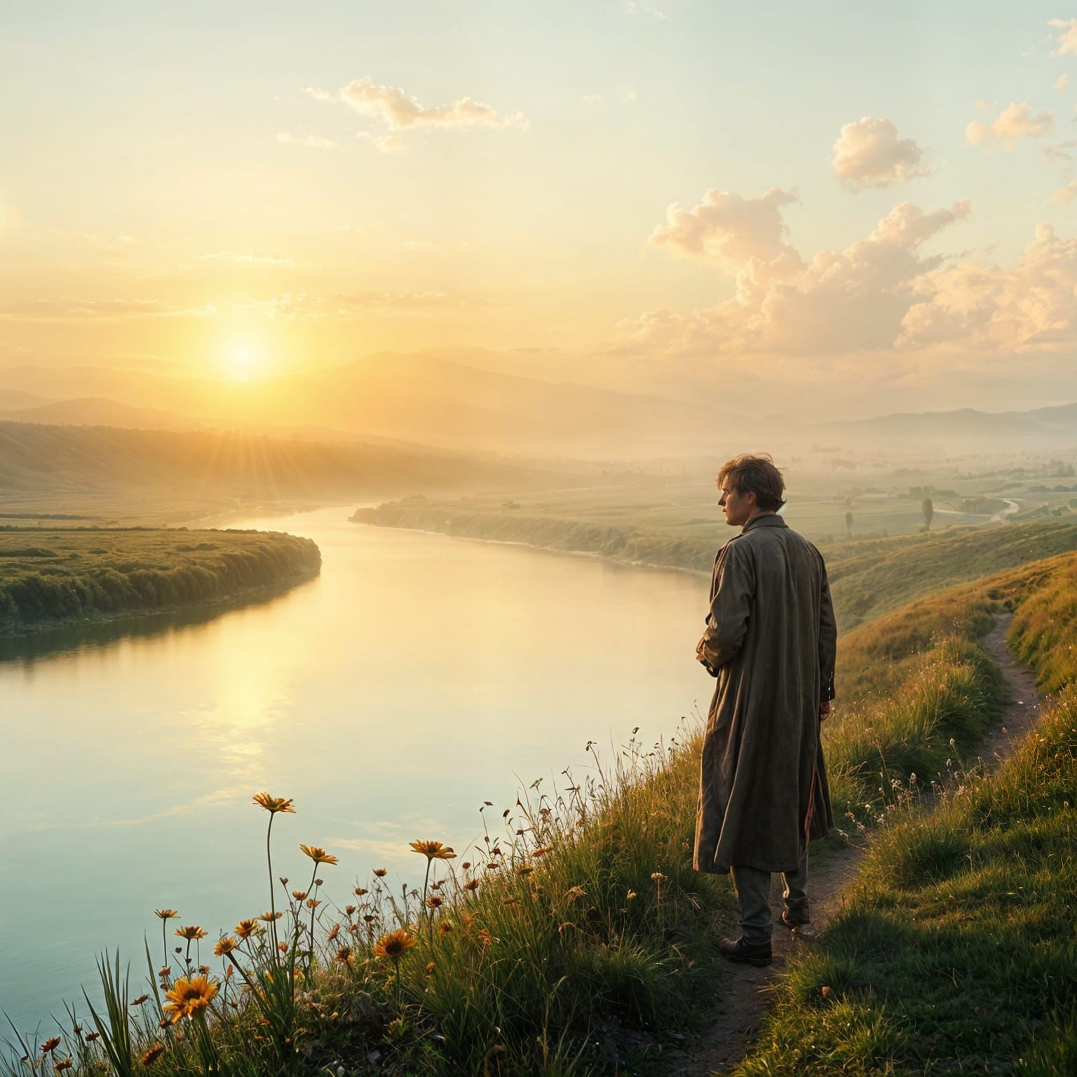 The Lord's Shepherdly Guidance in a Serene Landscape