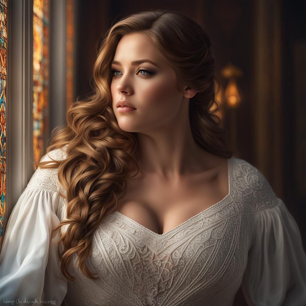 Voluptuous Woman Portrait in Hyperrealistic Style