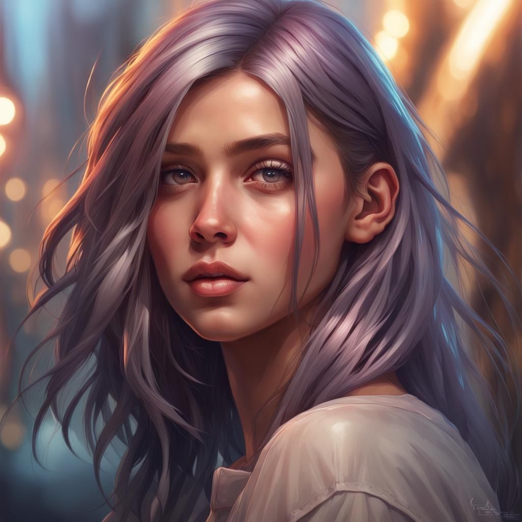 Detailed Portrait of Teenage Girl in Hyperrealistic Style