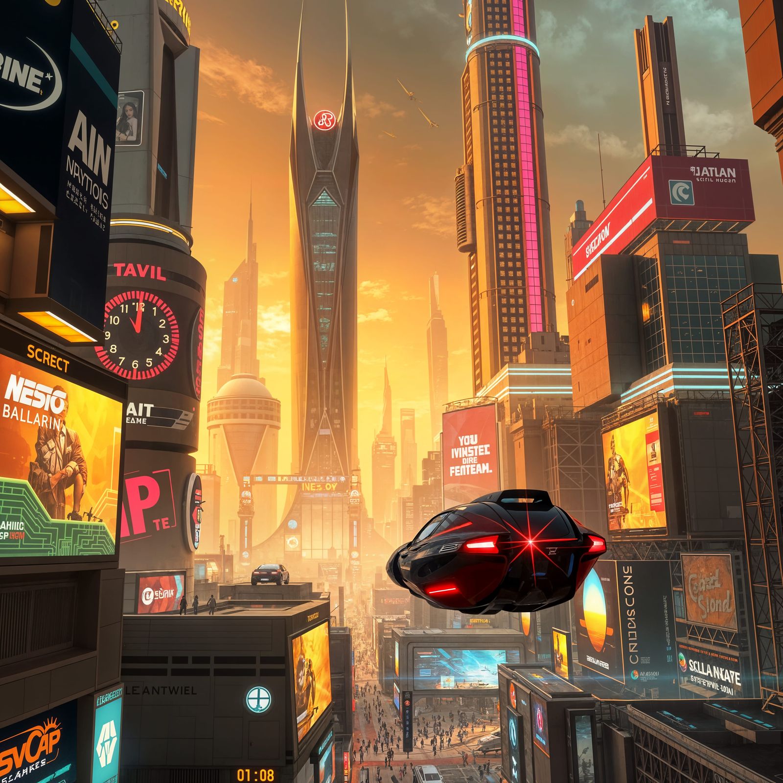 Sleek Futuristic Metropolis at Dusk