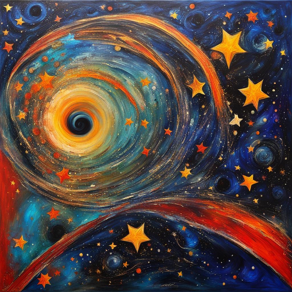 Abstract Celestial Art with Complementary Colors
