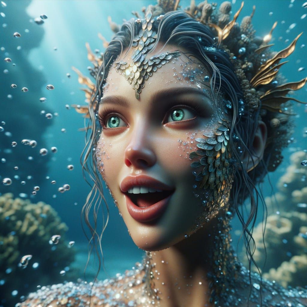 Mystical Sea-Goddess Amphitrite in Cinematic Film Style