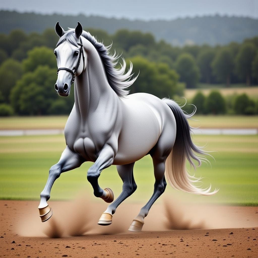 Majestic Lipizzaner Horse Rearing Up Proudly