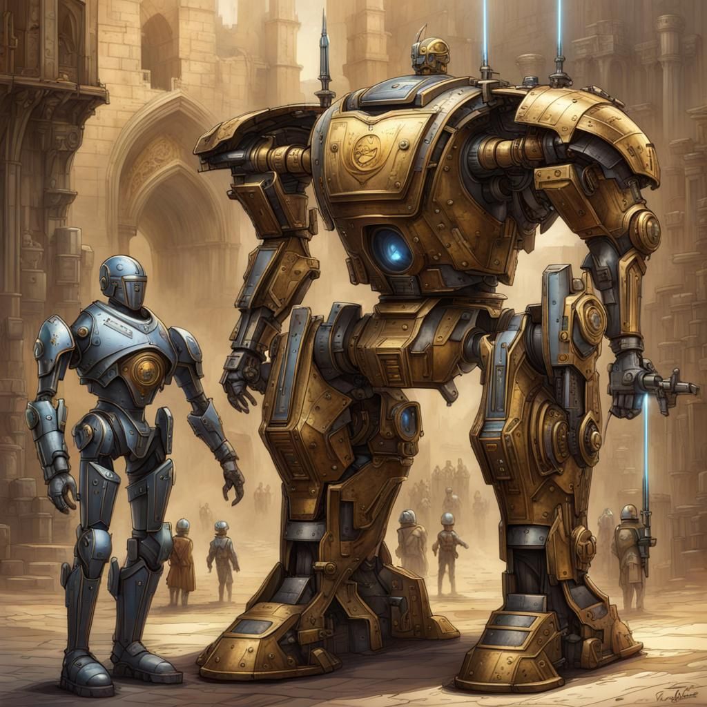 Medieval Knights Meet Sci-Fi Future: Epic Scene