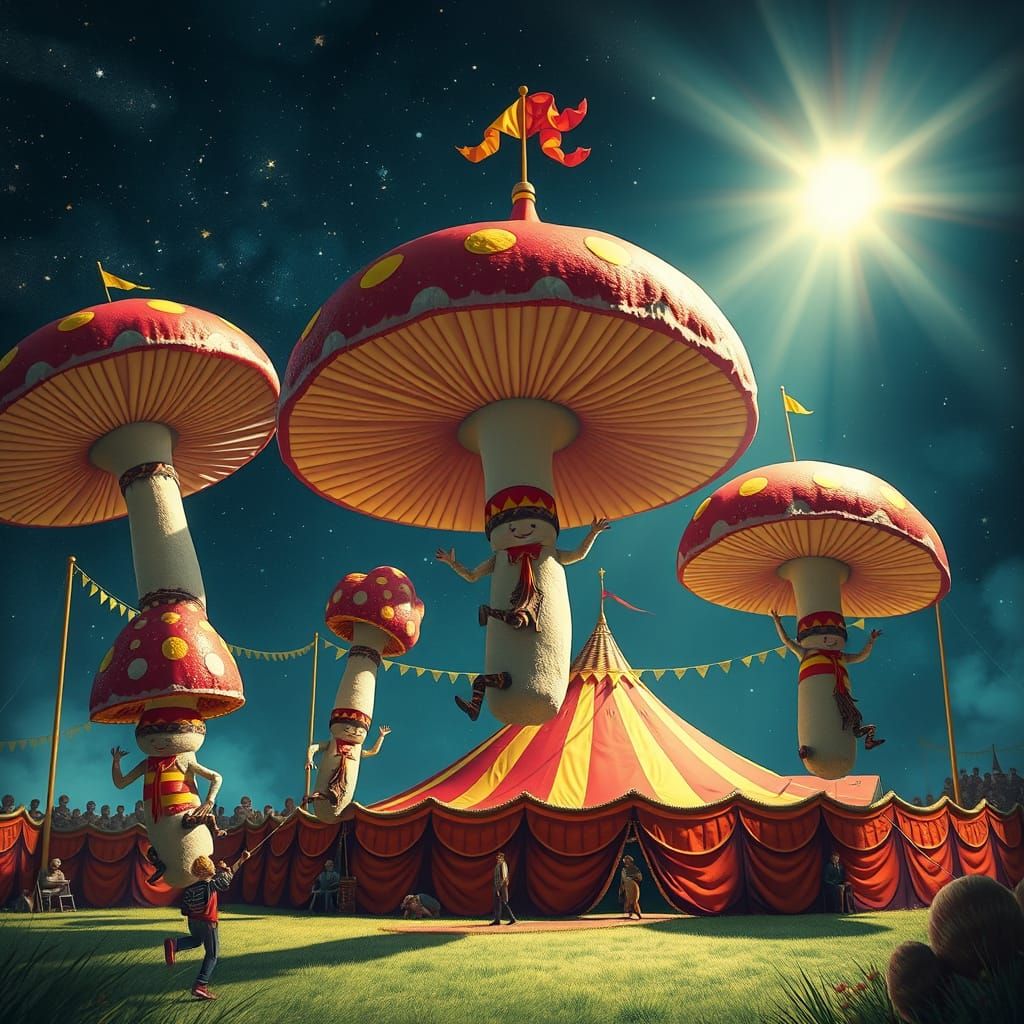 Whimsical Mushroom Circus Under the Big Top