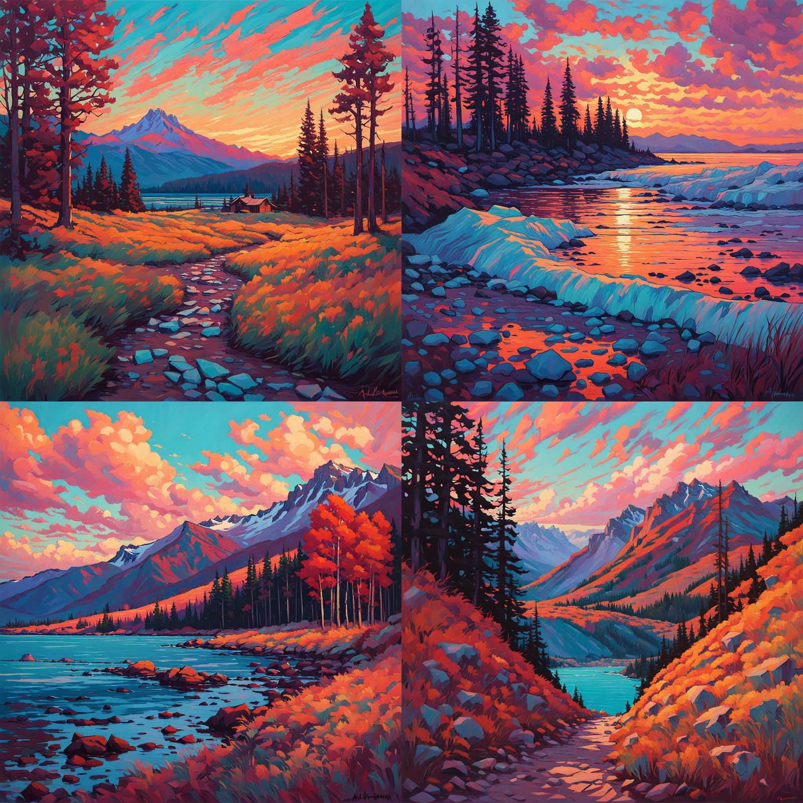 Lush Landscape in Open Impressionism Style