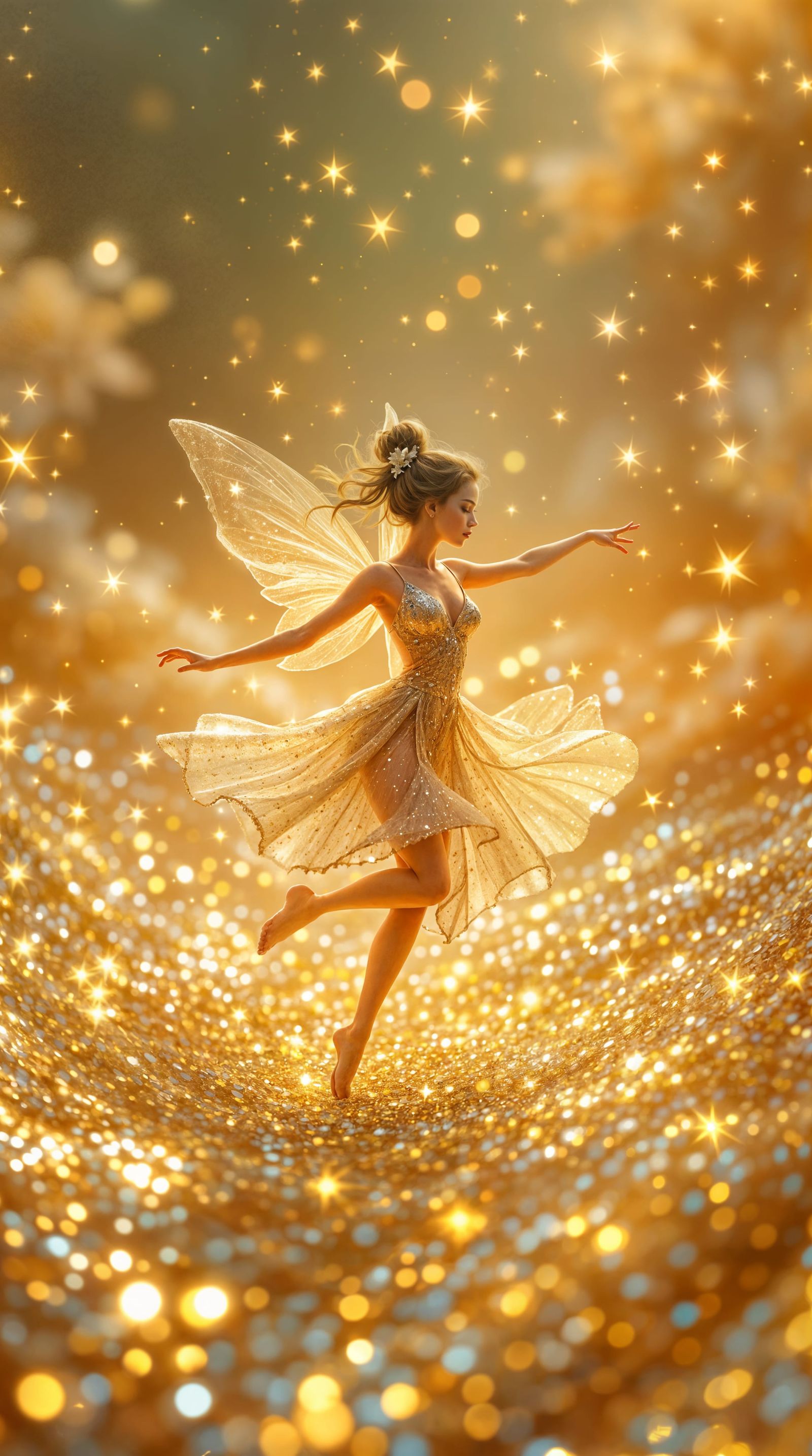 Fairy Dancing in a Golden Sequin Dream