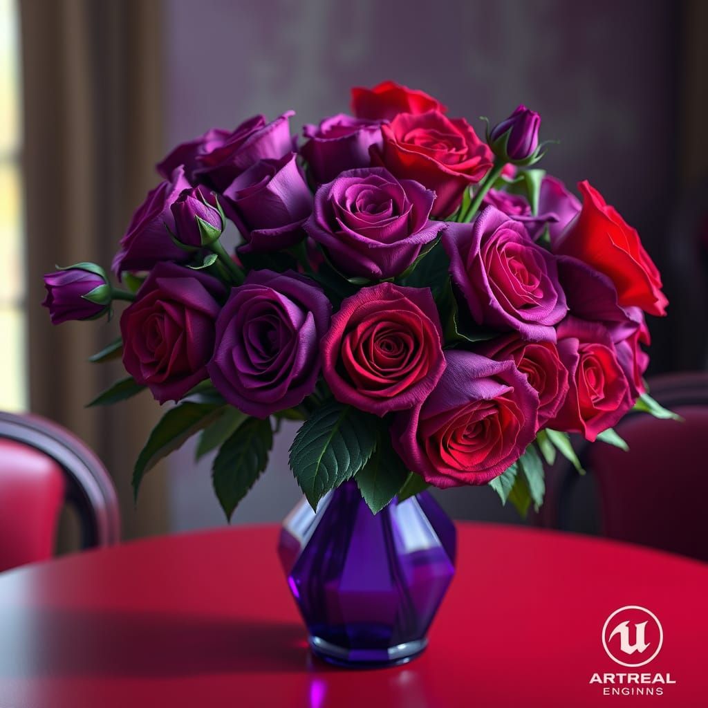Vibrant Roses in an Enchanted Setting