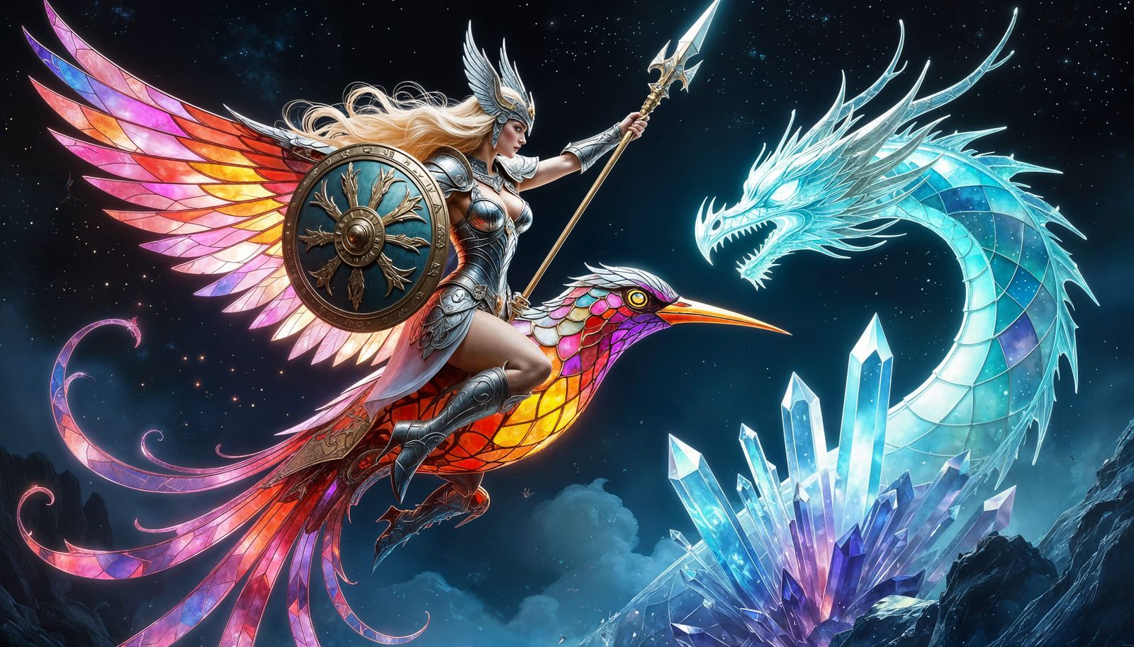 Valkyrie Brunhild Attacks Crystal Dragon on Clockwork Hummin...