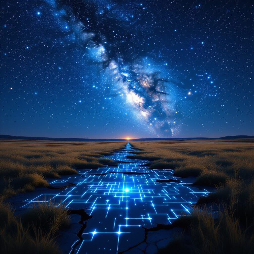 Prairie Night Sky: Matrix Code Constellations in Photorealis...