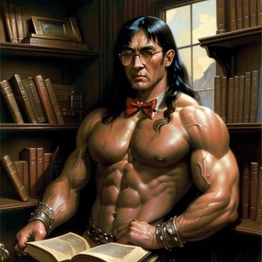 Conan the Barbarian as Fantasy Librarian Painting