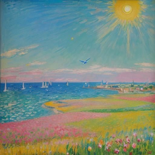 Joyful Spring Swallows in Impressionist Style