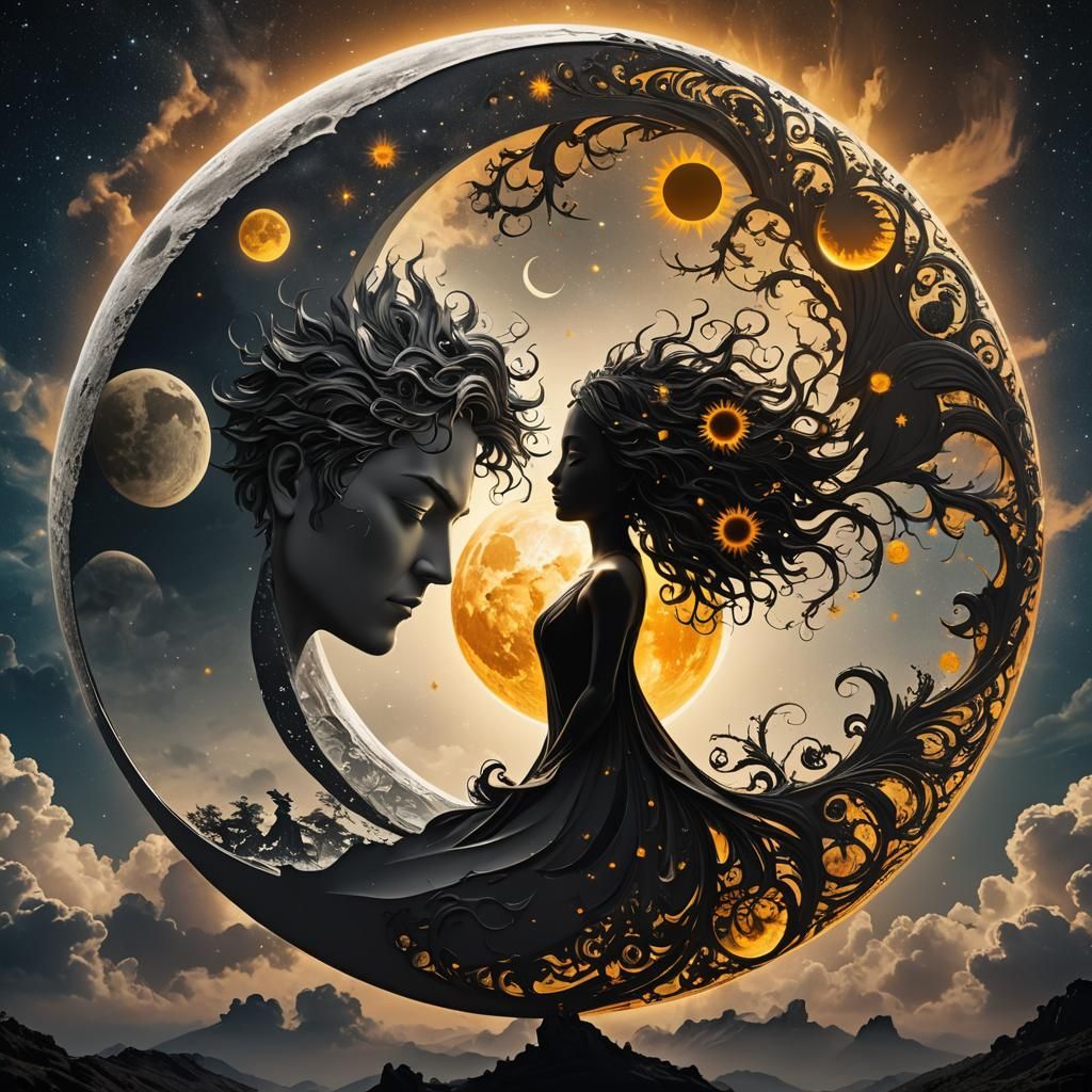 Yin Yang Solar Eclipse Fantasycore Artwork