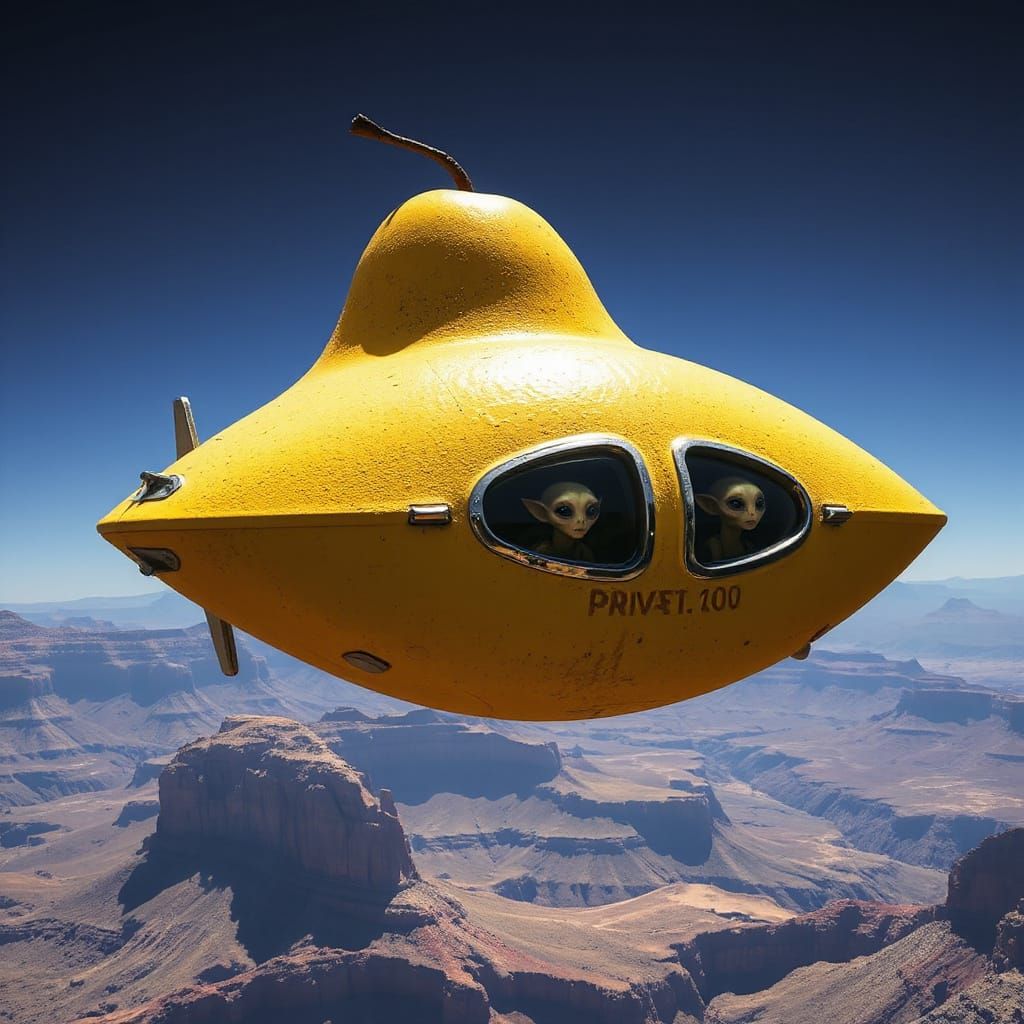 Pear-Shaped Spaceship over Grand Canyon
