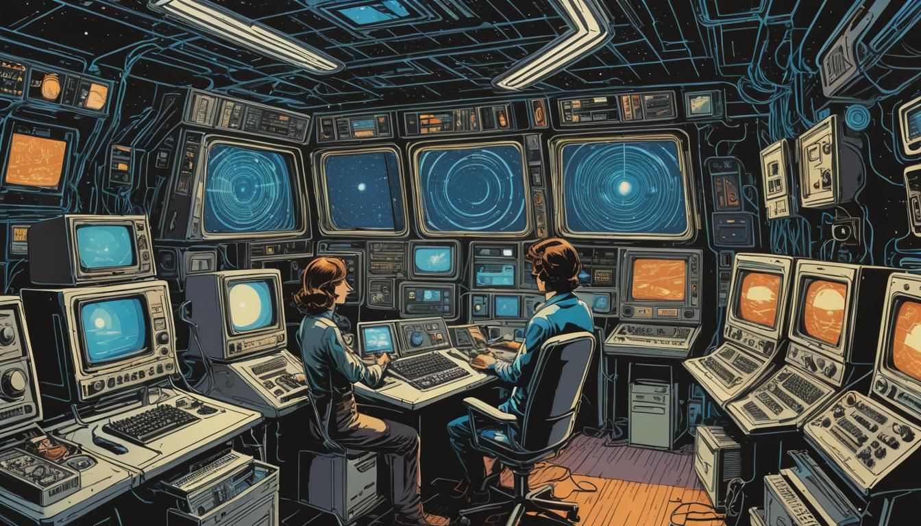 Retro-Futuristic Comic Book Ad in Neon Style