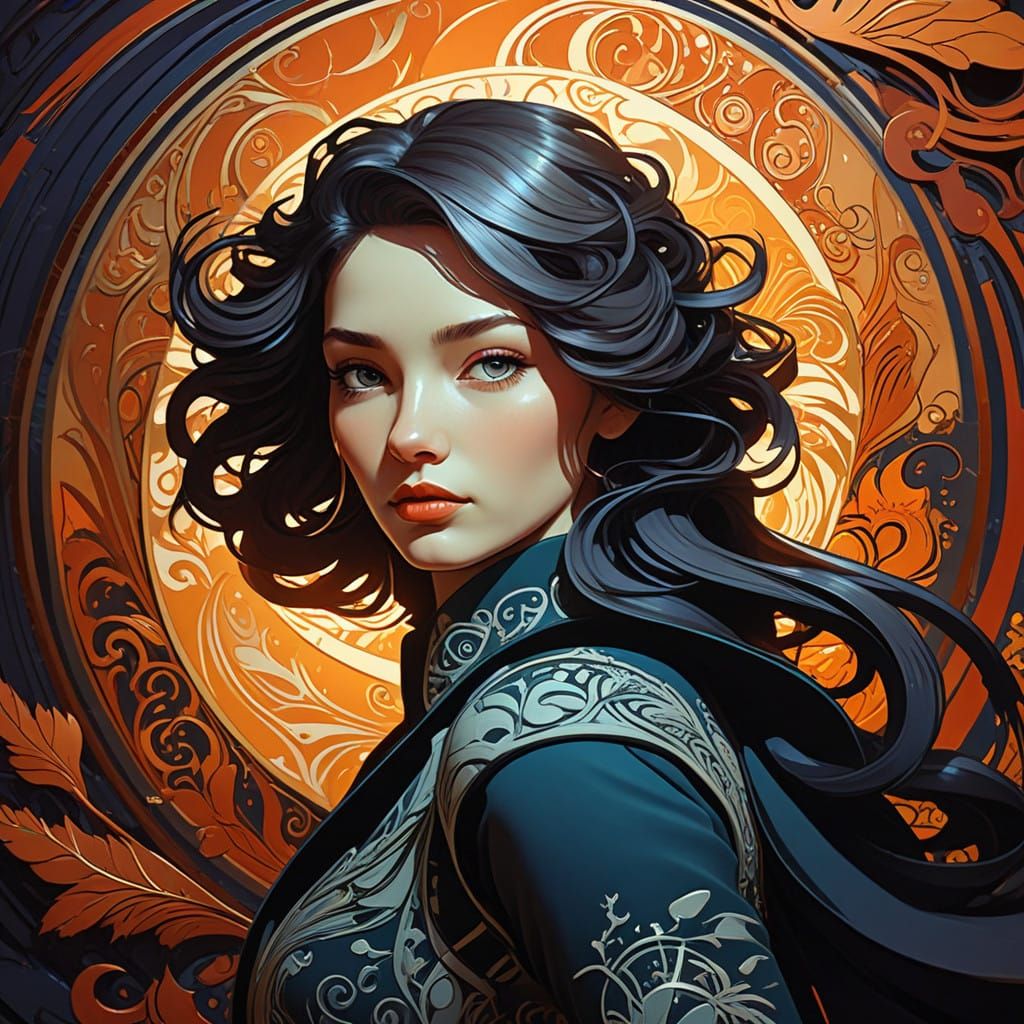 Hyperrealistic Opal Phoenix Portrait in Art Deco Style