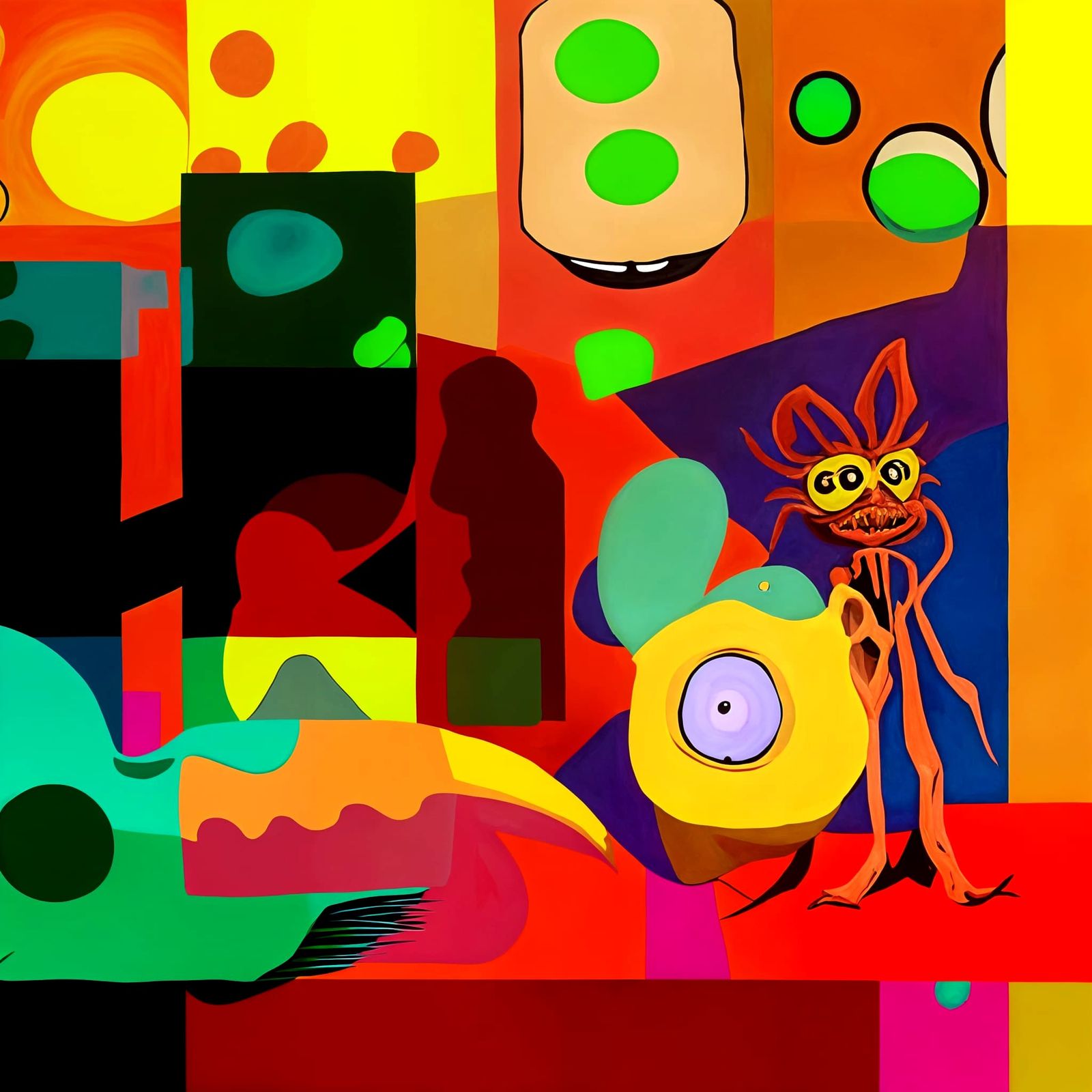 Surreal Alien Cartoon Character Grouping