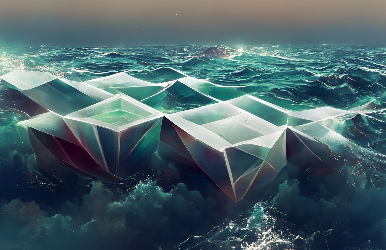 Geometric Ocean Inspired by Dimensional Art