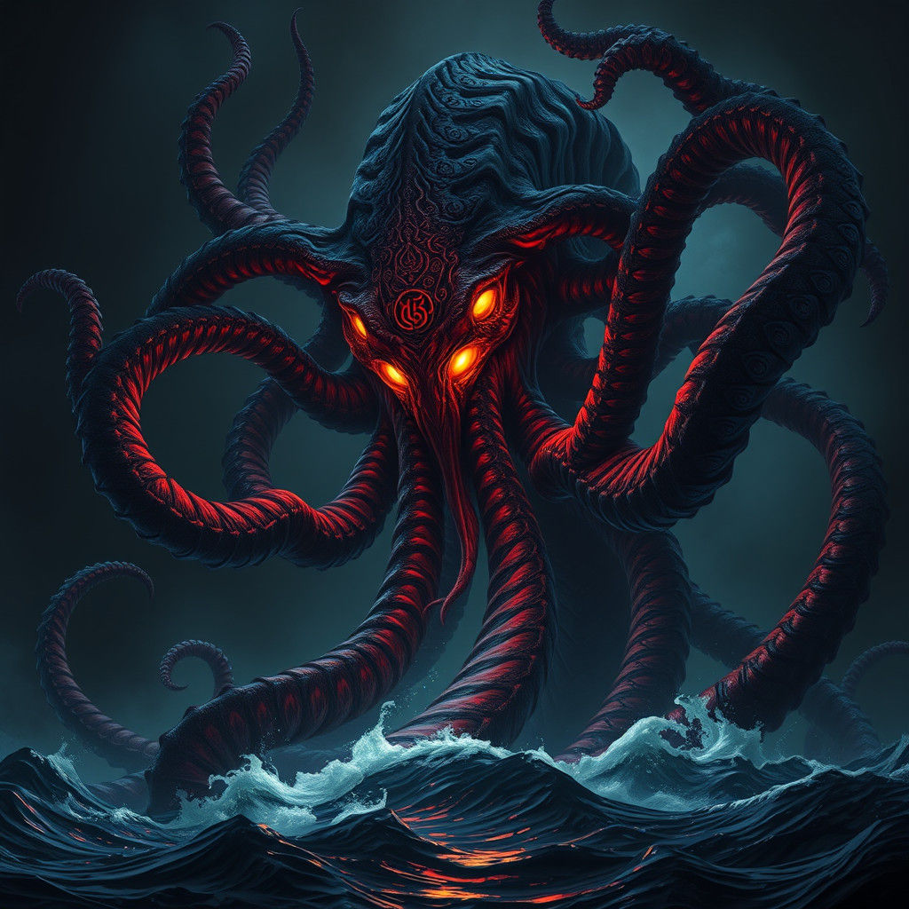 Lovecraftian Devil Kraken Emerges from Dark Depths