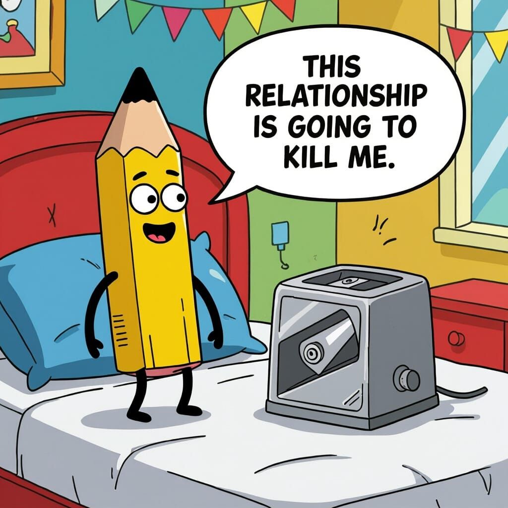 Cartoon Pencil and Sharpener in Adventure Time Style