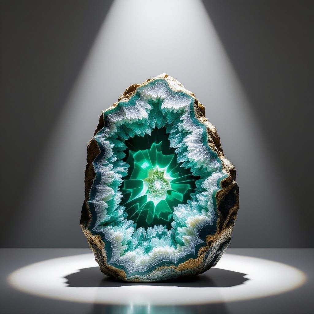 Emerald Geode Specimen in Dramatic Lighting