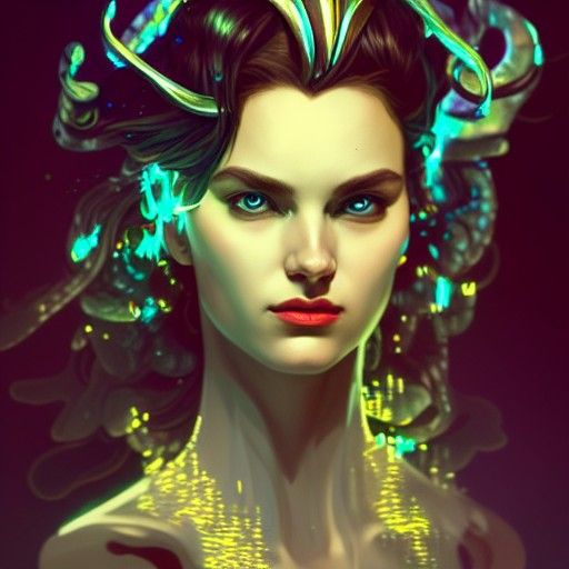 Evil Sea Witch Portrait in Fantasy Concept Art Style
