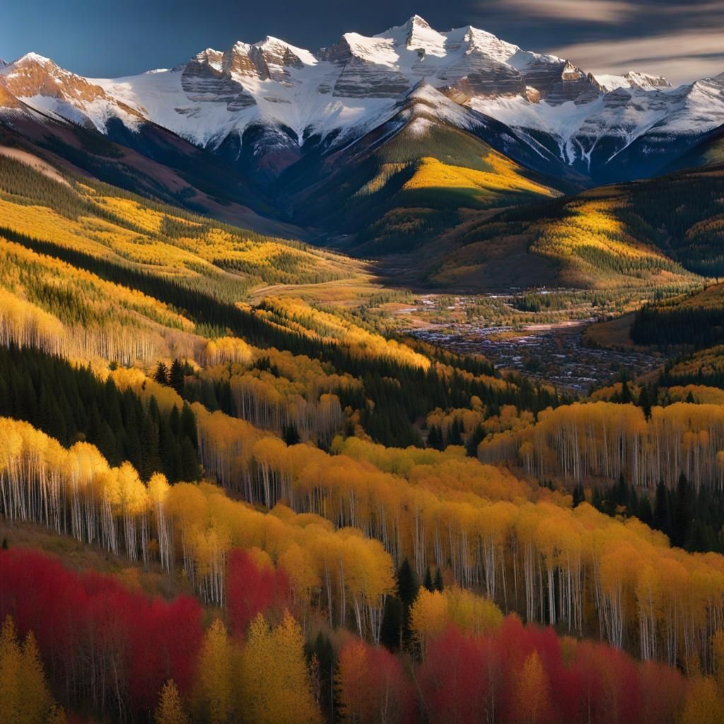 Telluride Colorado in Fall Colors: Birdseye View