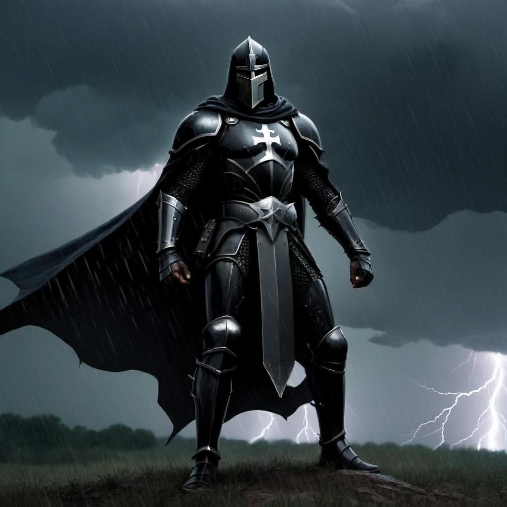 Black Crusader in a Dark Thunderstorm