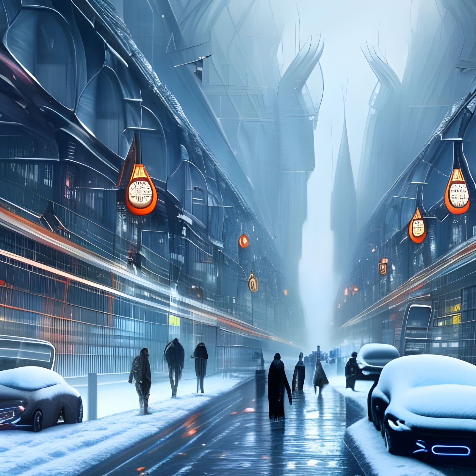 Futuristic London in Winter: A Detailed Matte Painting