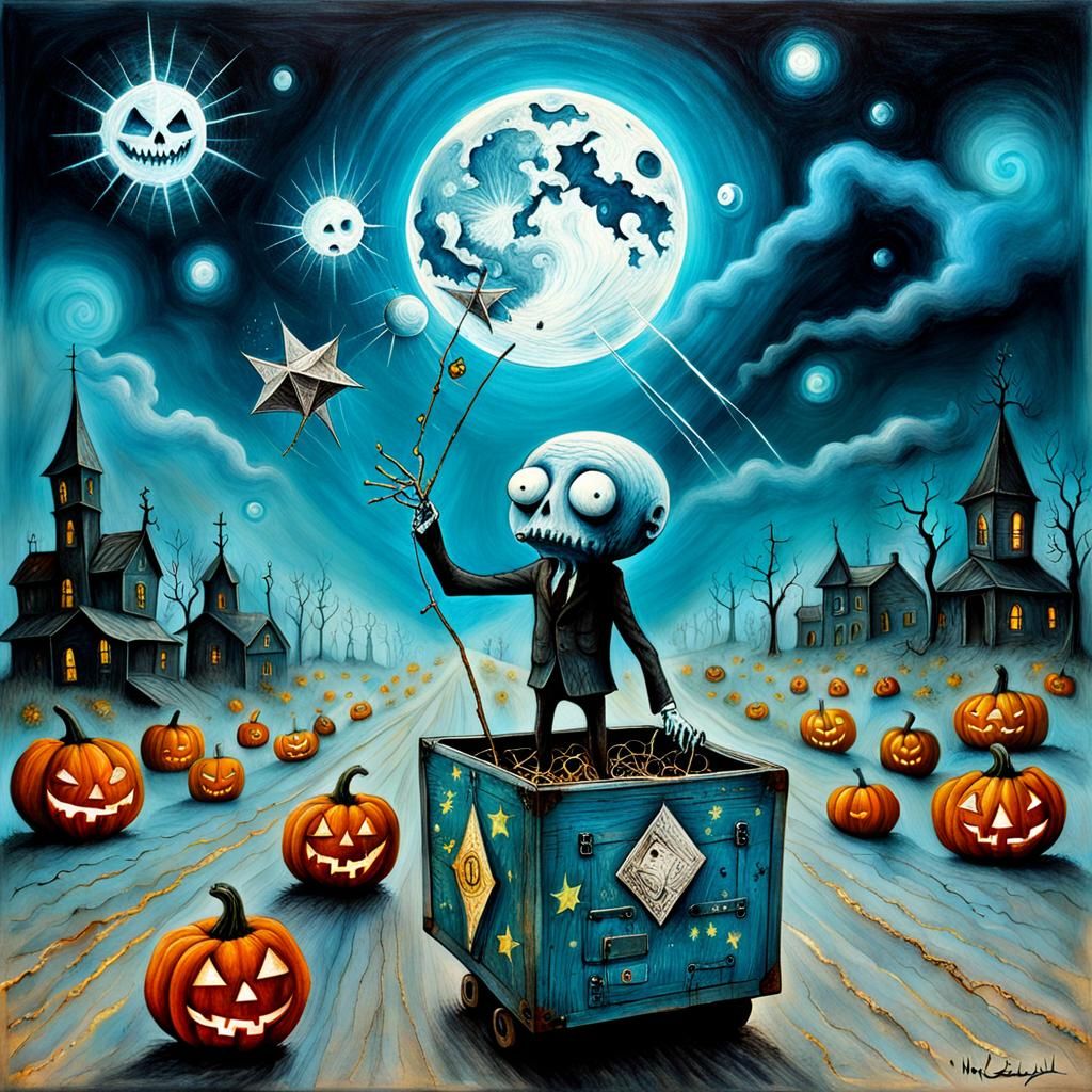 Surreal Halloween Figure in Dreamlike Futurism Style