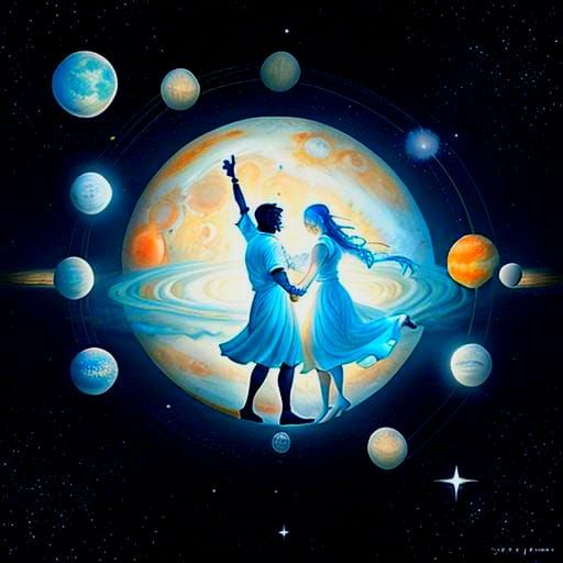 Moon and Jupiter Dance in Starry Night